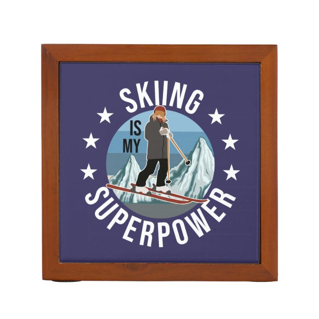 Skiing Is My Superpower Desk Organizer (Front)