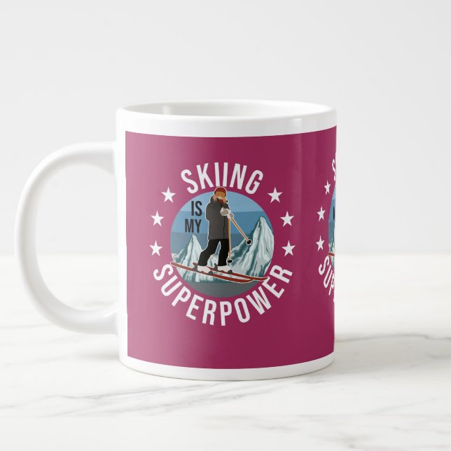 Skiing Is My Superpower Giant Coffee Mug (Left)