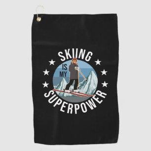 Skiing Is My Superpower Golf Towel