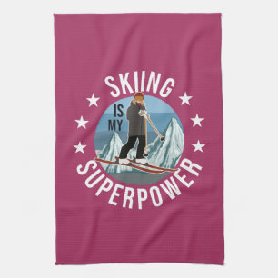 Skiing Is My Superpower Kitchen Towel