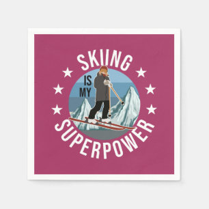 Skiing Is My Superpower Napkins