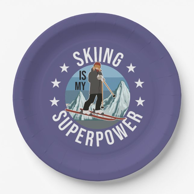 Skiing Is My Superpower Paper Plates (Front)