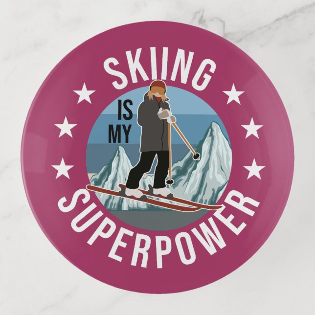 Skiing Is My Superpower Trinket Tray (Front)