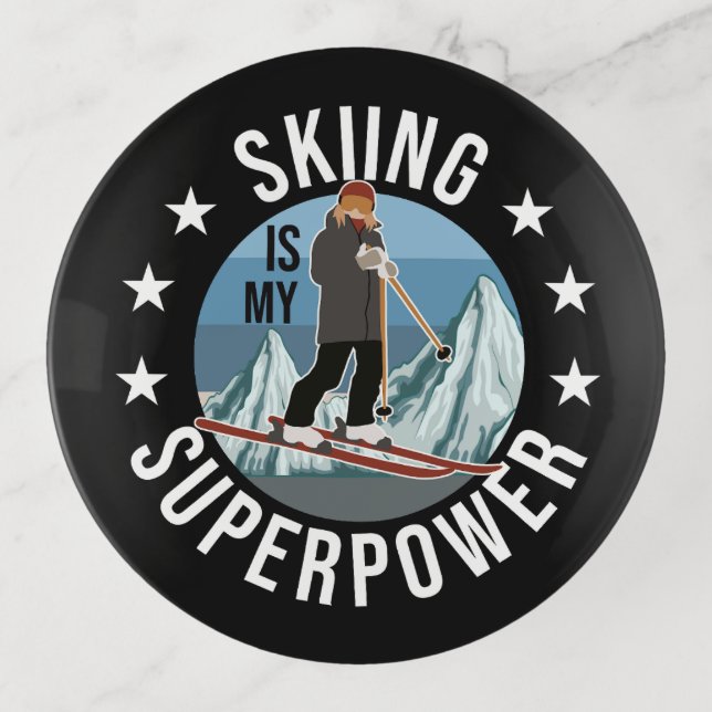 Skiing Is My Superpower Trinket Tray (Front)