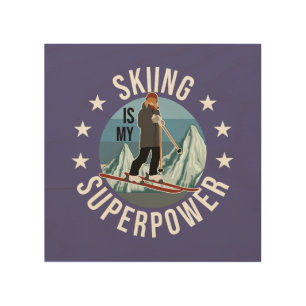 Skiing Is My Superpower Wood Wall Art