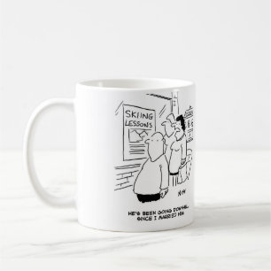 Skiing Joke. Man has been going Downhill Coffee Mug