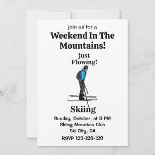 Skiing Just Flowing Skier Party Invitation