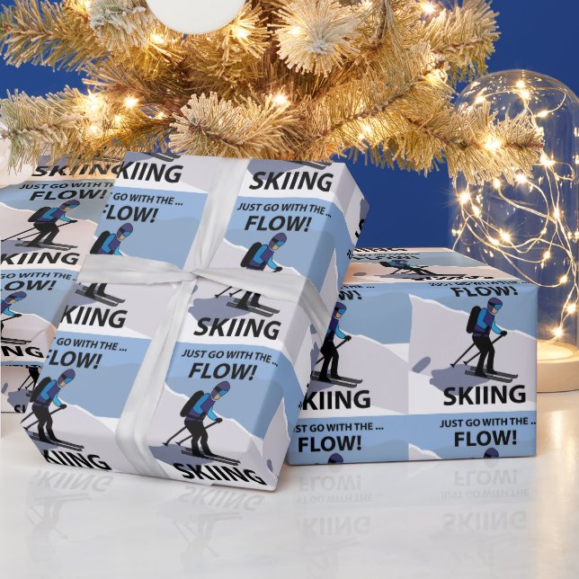 Skiing Just Go With The Flow Skiing Wrapping Paper (Holidays)