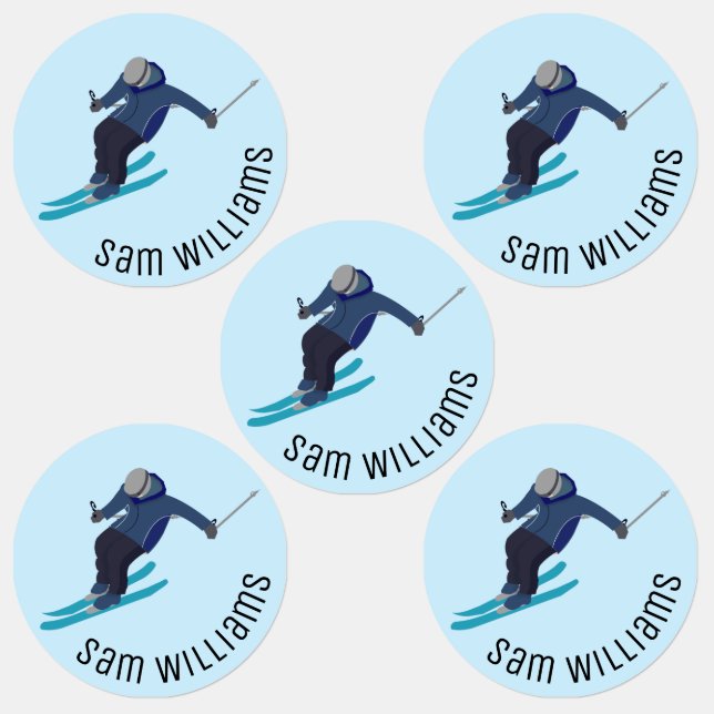 Skiing Kids' Labels (Group)