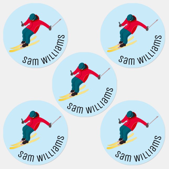 Skiing Kids' Labels (Group)