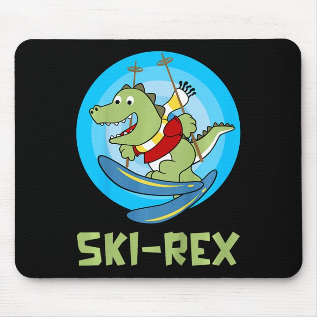 Skiing Kids Ski-rex Funny Dino Toddler Funny  Mouse Pad (Front)