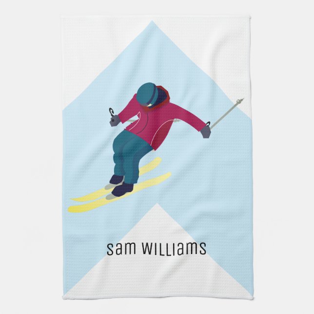 Skiing Kitchen Towel (Vertical)