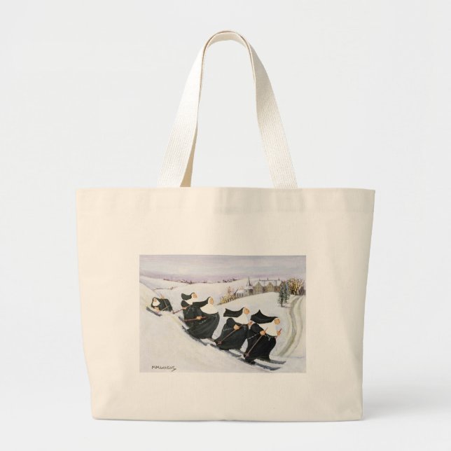 Skiing Large Tote Bag (Front)