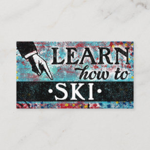Skiing Lessons Business Cards - Blue Red