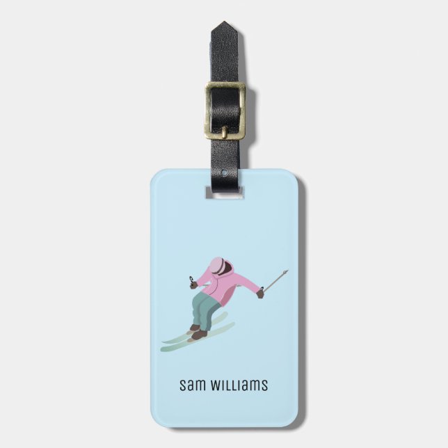 Skiing Luggage Tag (Front Vertical)