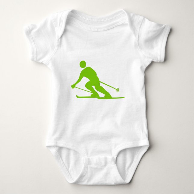 Skiing - Martian Green Baby Bodysuit (Front)