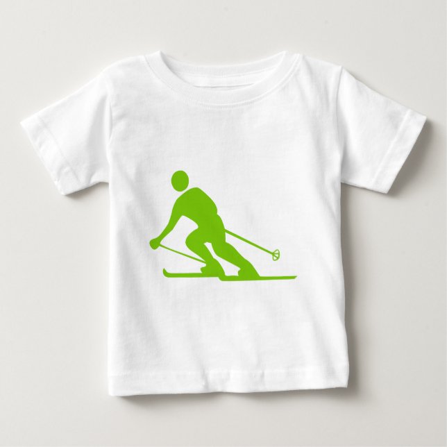 Skiing - Martian Green Baby T-Shirt (Front)