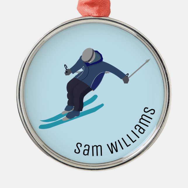 Skiing Metal Ornament (Front)