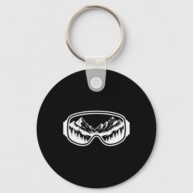 Skiing Mountain Goggles Snow Freestyle Ski Outdoor Keychain (Front)