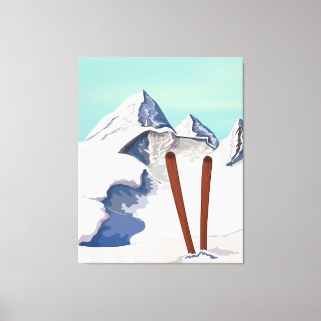 Skiing Mountains Canvas Print (Front)