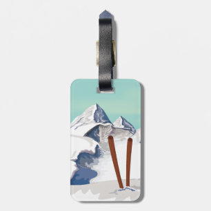Skiing Mountains Luggage Tag