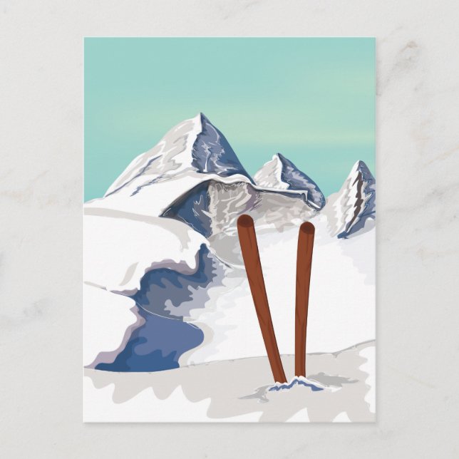 Skiing Mountains Postcard (Front)
