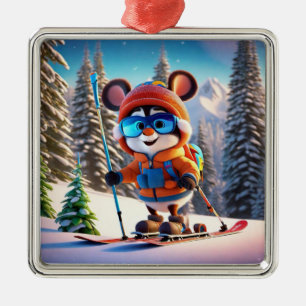 Skiing Mouse Christmas Ornament