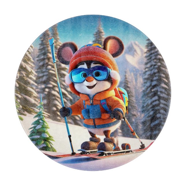 Skiing Mouse Cutting Board (Front)