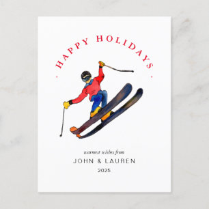 Skiing Non Photo Christmas Holiday Card