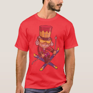 Skiing Nutcracker Ski Christmas Knit Pattern Skier T-Shirt