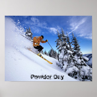 Skiing on a Powder day poster