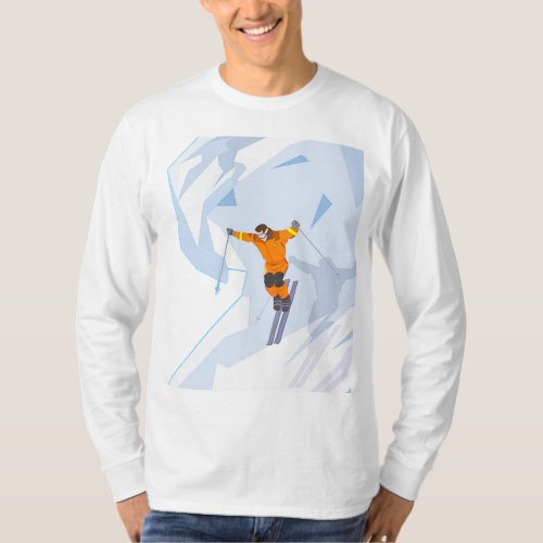 Skiing on Mens Basic Long Sleeve T_Shirt