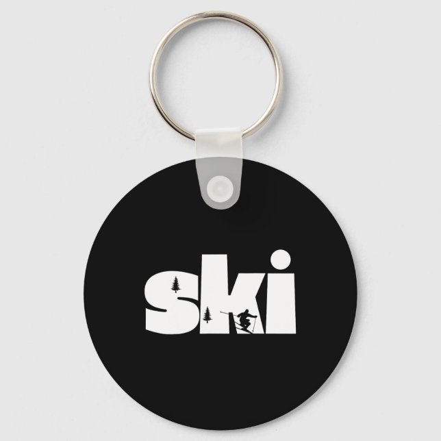 Skiing On Slopes1  Keychain (Front)