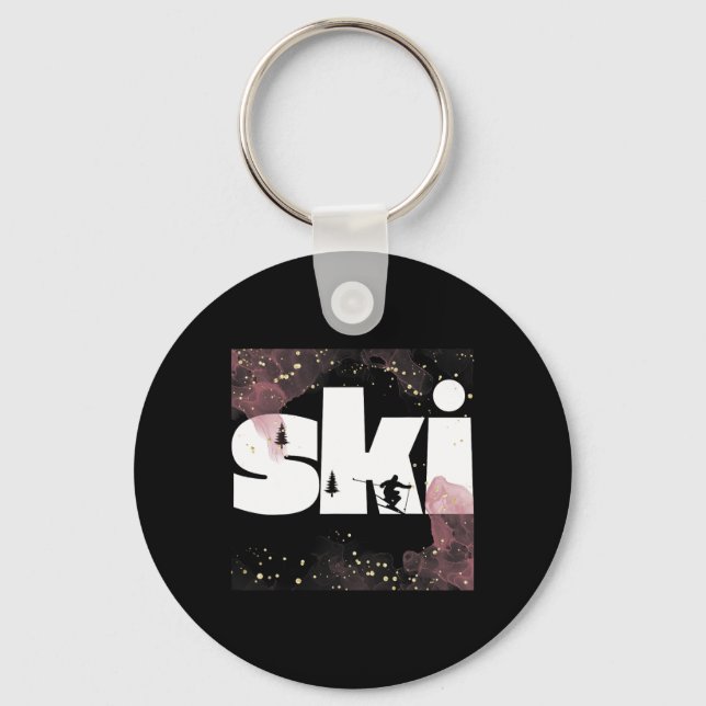 Skiing On Slopes2  Keychain (Front)