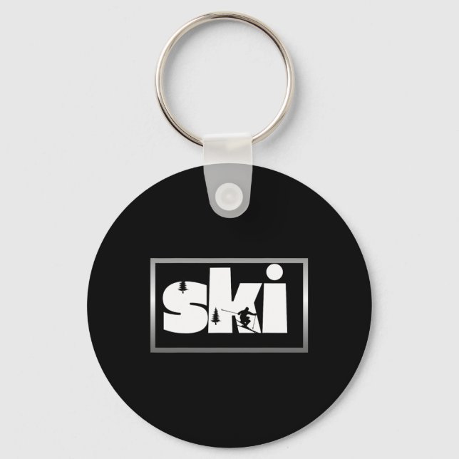 Skiing On Slopes3  Keychain (Front)