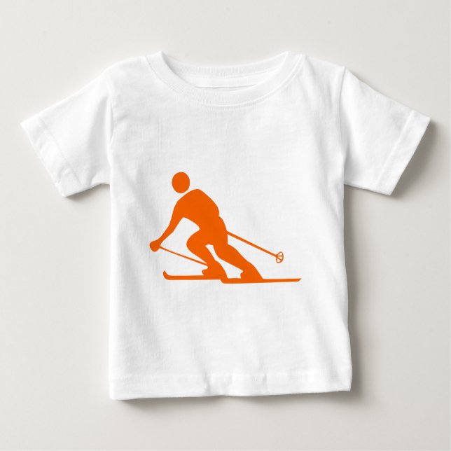 Skiing - Orange Baby T-Shirt (Front)