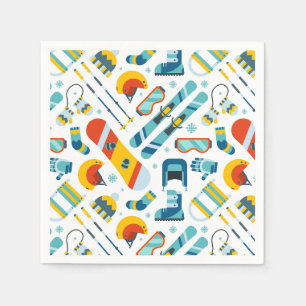 Skiing Paper Napkins, Snowboarding Party Napkins