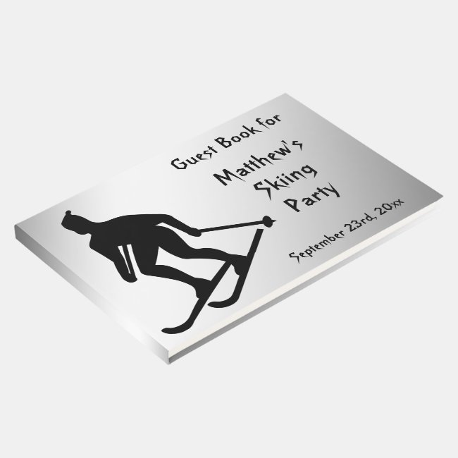 Skiing Party Silver Guest Book