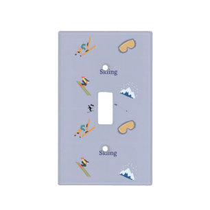 Skiing pattern on blue light switch cover