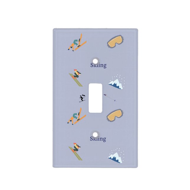 Skiing pattern on blue light switch cover (Front)