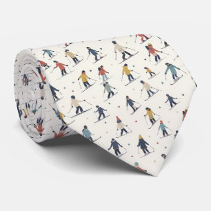 Skiing Pattern - Winter Sports Neck Tie