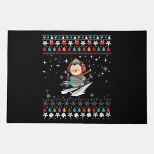 Skiing Penguin Christmas Doormat