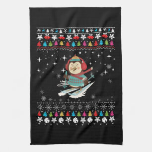 Skiing Penguin Christmas Kitchen Towel