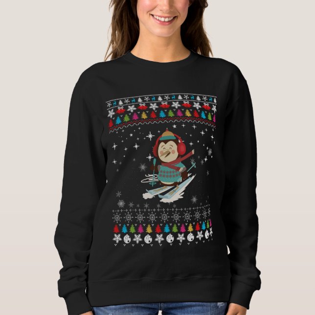 Skiing Penguin Christmas Sweatshirt (Front)