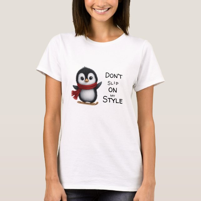 Skiing Penguin T-Shirt (Front)