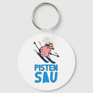 skiing pig keychain