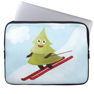 Skiing Pine Tree Cute Snow Sports Winter Laptop Sleeve
