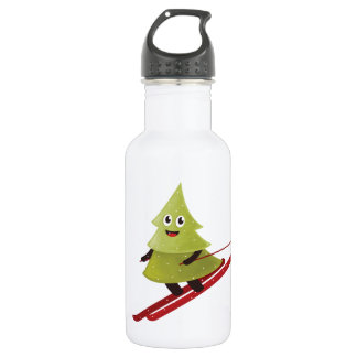 Skiing Pine Tree Cute Snow Sports Winter Stainless Steel Water Bottle