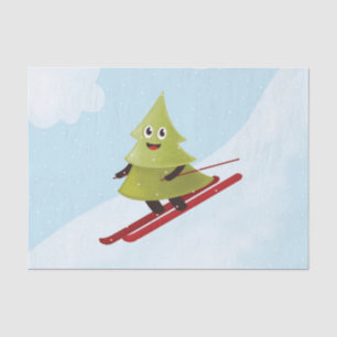 Skiing Pine Tree Cute Snow Sports Winter Tissue Paper