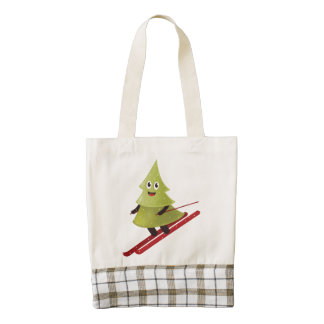 Skiing Pine Tree Cute Snow Sports Winter Zazzle HEART Tote Bag